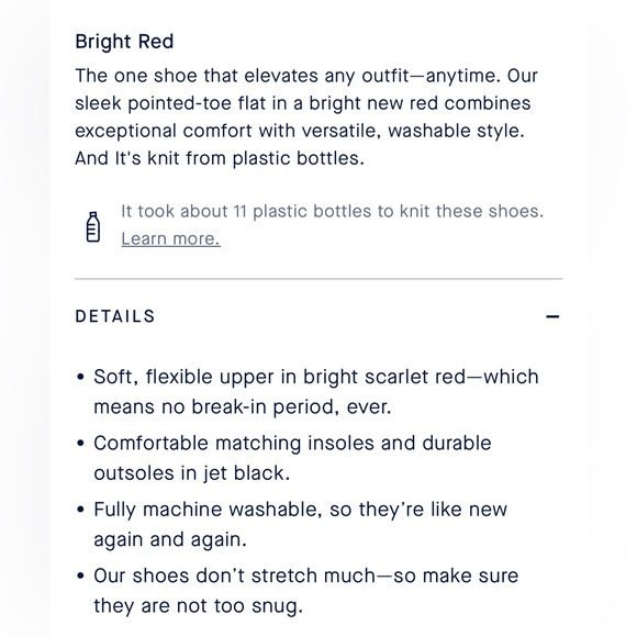 Rothy’s Point Toe Flat in Red, size 8, EUC - Picture 3 of 10